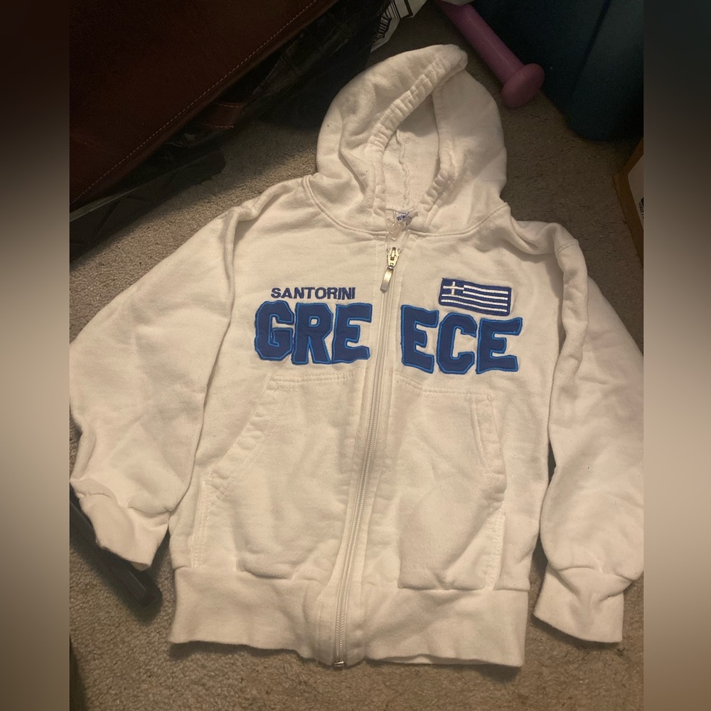 little boys olimpus santorini greece zip up hoodie size 6 100% cotton